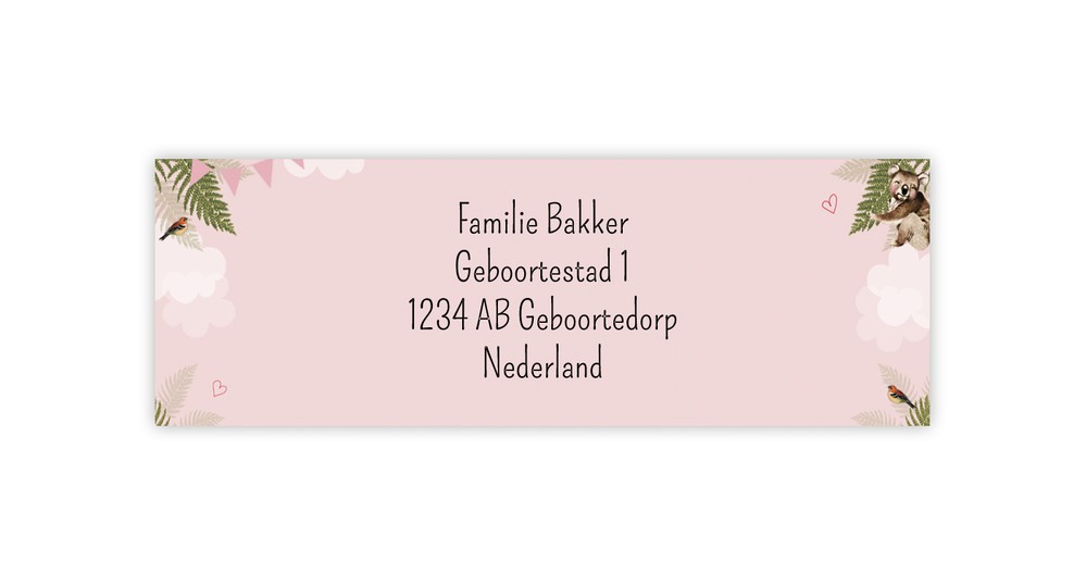 Adressticker collectie Lieve kaarten - roze