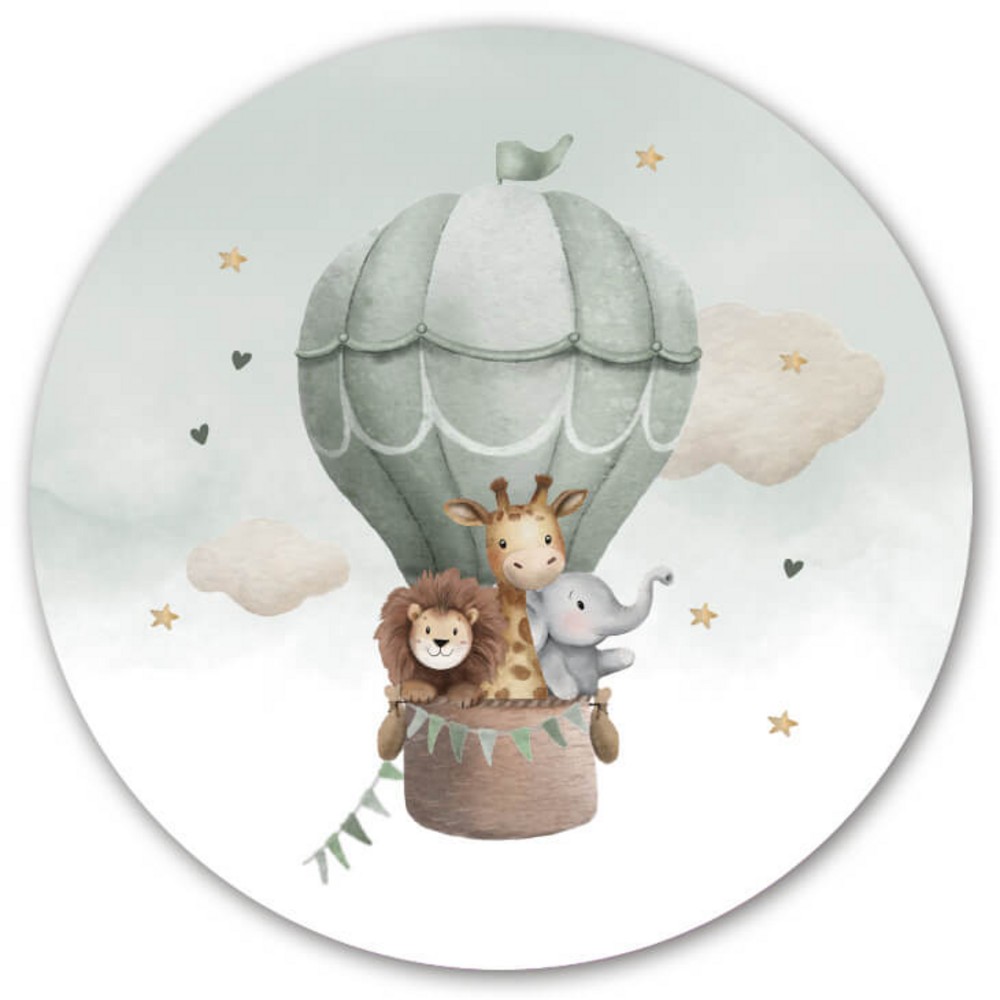 Behangcirkel luchtballon jungledieren