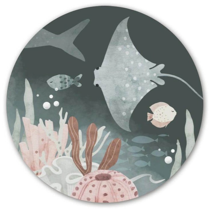 Behangcirkel oceaan zeedieren rog onderwater Jim