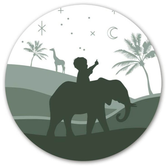 Behangcirkel safari olifant jongen groen Luc