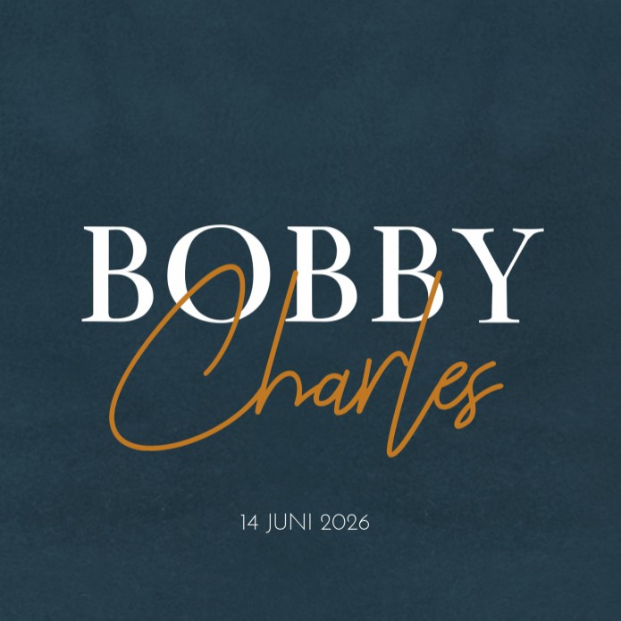 Geboortekaartje jongen blauw Bobby Charles