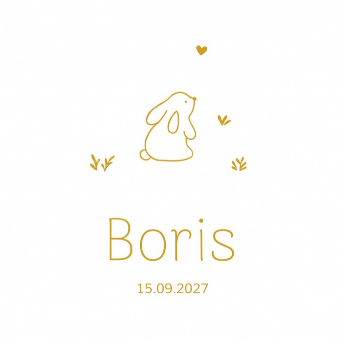 Geboortekaartje Prénatal konijn in goudfolie Boris