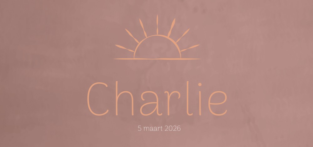 Geboortekaartje Prénatal roze met zon Charlie