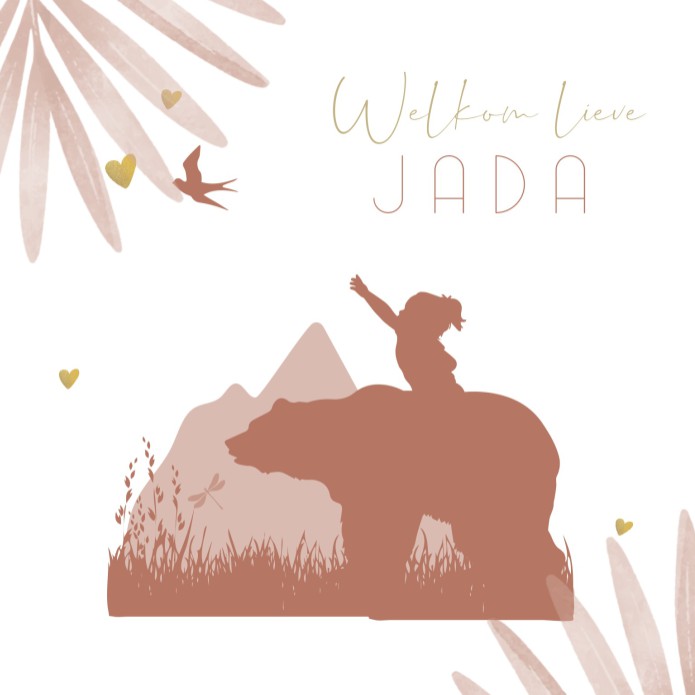 Hip geboortekaartje meisje op beer Jada