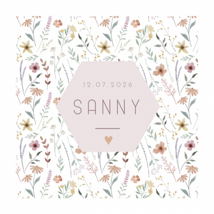 Geboortekaartje meisje bloemenprint Sanny