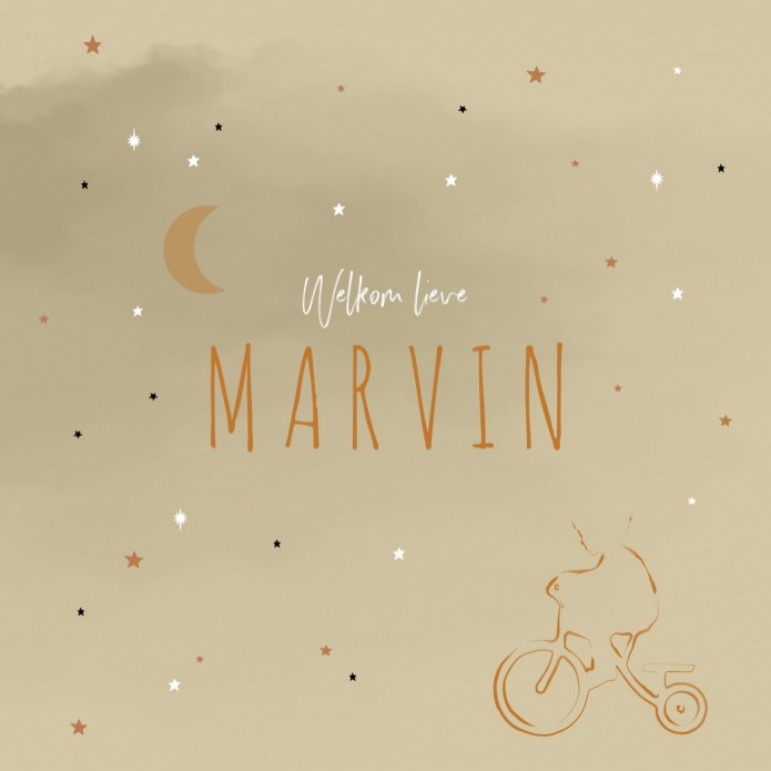 Geboortekaartje silhouette aquarel Marvin