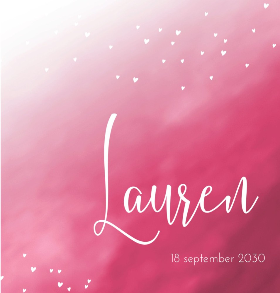 Geboortekaartje roze aquarel Lauren