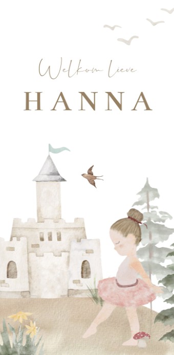 Geboortekaartje dochter kasteel sprookjes Hanna