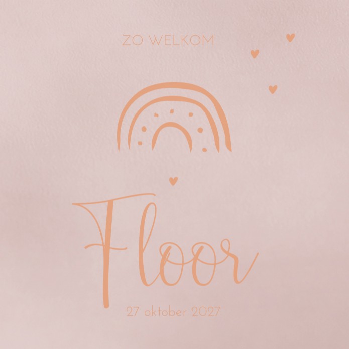 Geboortekaartje Prénatal roze met rainbow Floor