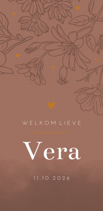 Geboortekaartje meisje warme terra floral Vera voor