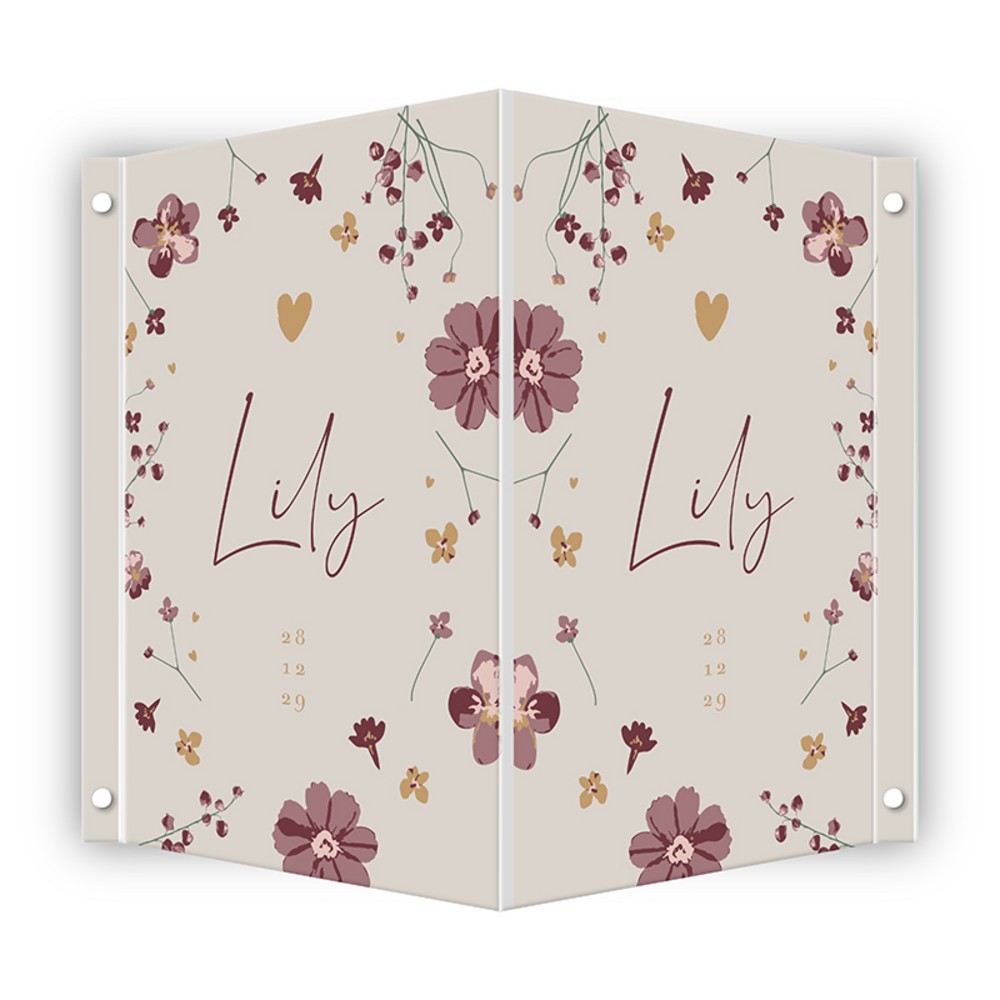 Geboortebord meisje bloemen Prénatal Lily