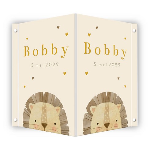 Geboortebord neutraal leeuw Bobby