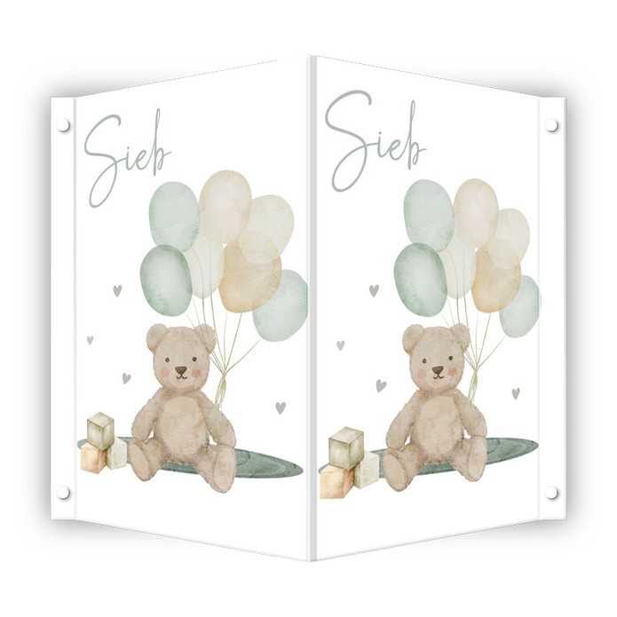 Geboortebord teddybeer ballonnen Sieb