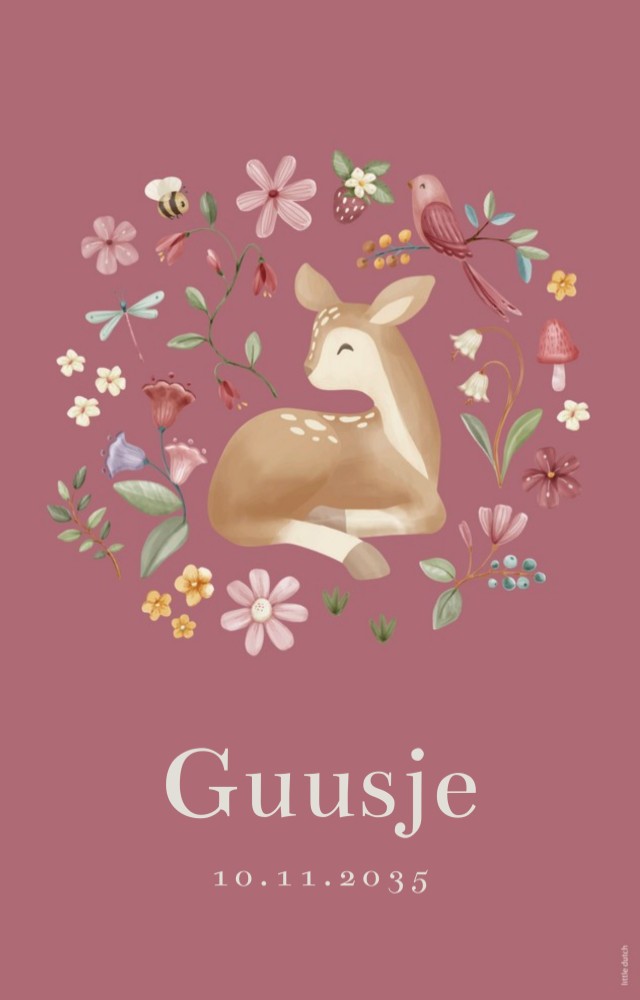 Geboortebord Little Dutch hertje Guusje