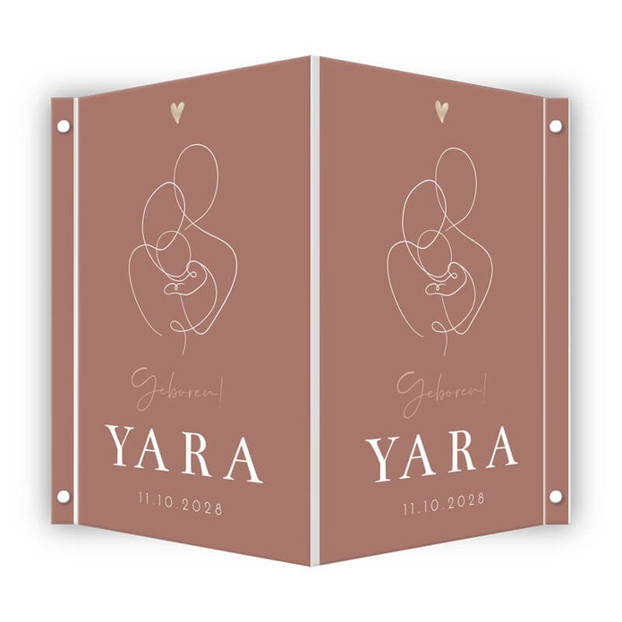 Geboortebord meisje lijntekening rood Yara