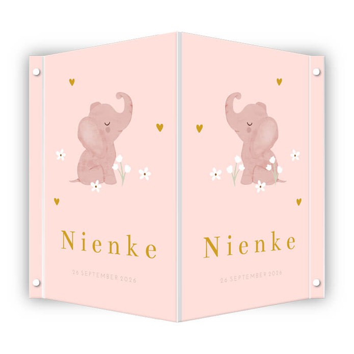 Geboortebord meisje roze olifant Nienke