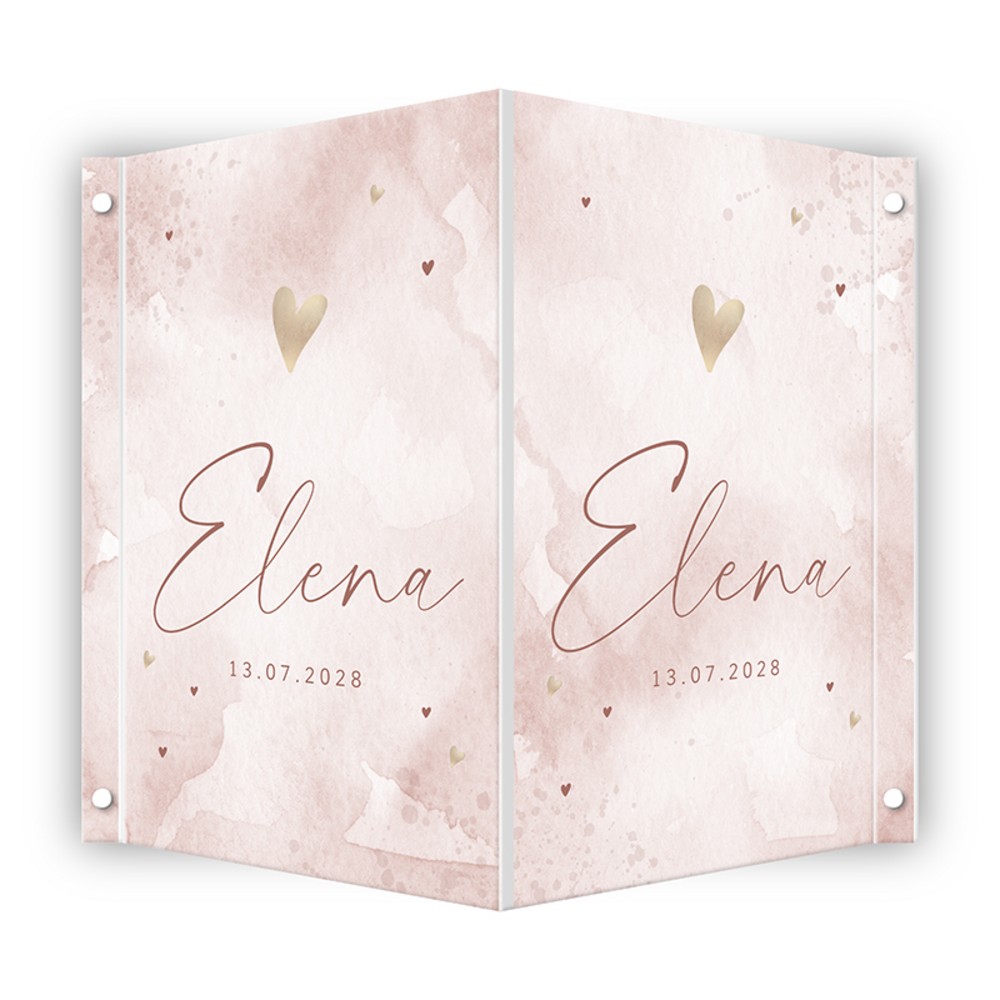 Geboortebord meisje watercolor roze Elena