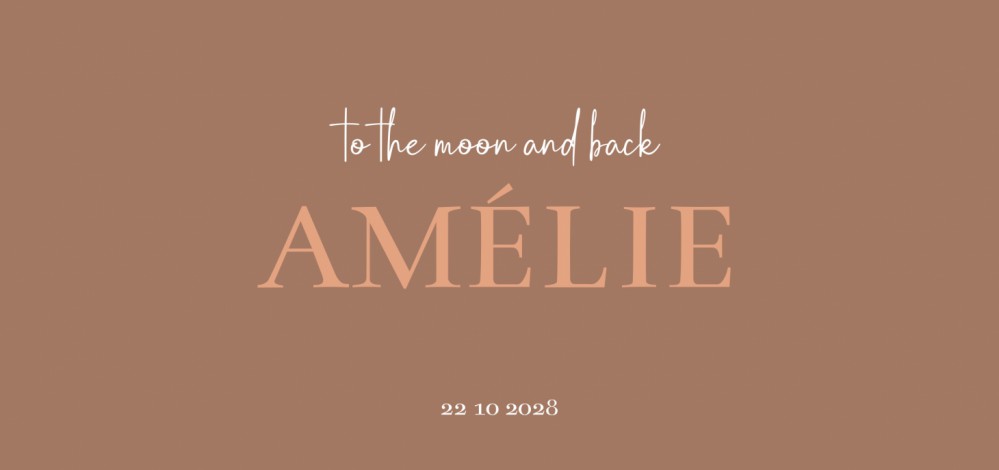 Geboortekaartje minimalistisch met rosegoudfolie Amelie