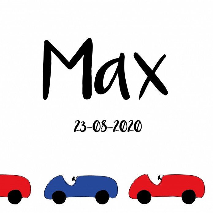Geboortekaartje Auto's Max