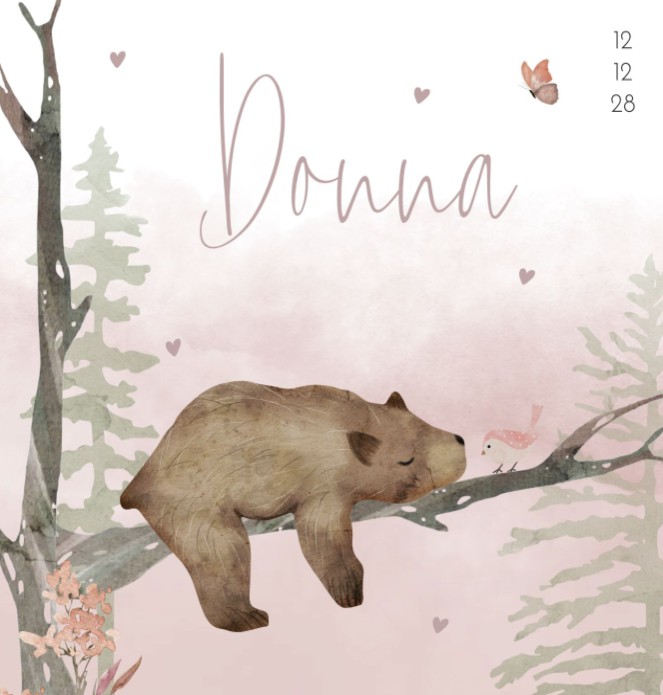 Geboortekaartje meisje beer boom Donna