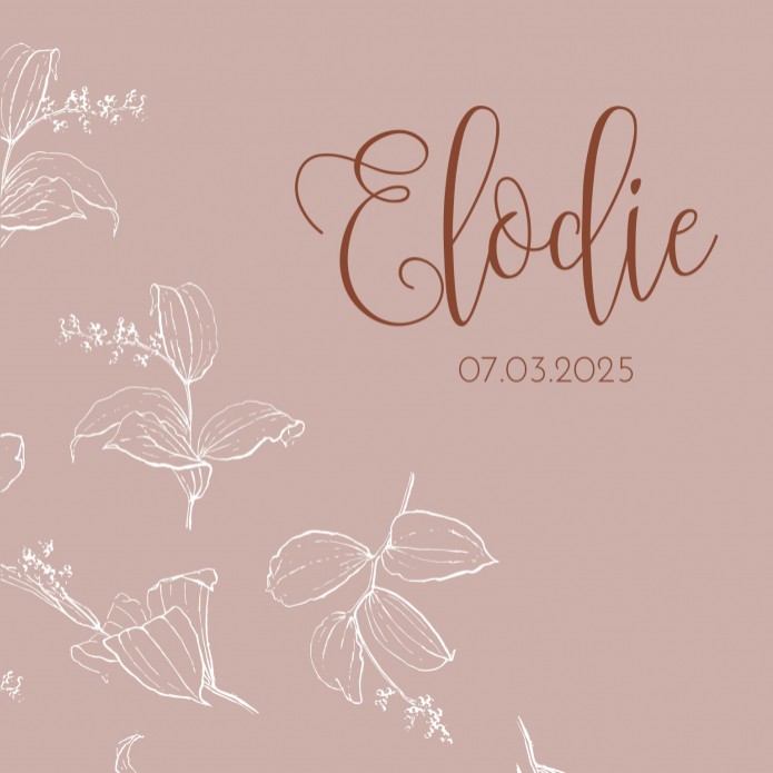 Geboortekaartje meisje bloemen roze Elodie