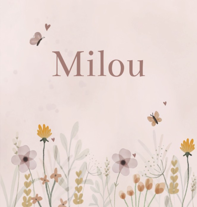 Geboortekaartje meisje bloemen Milou
