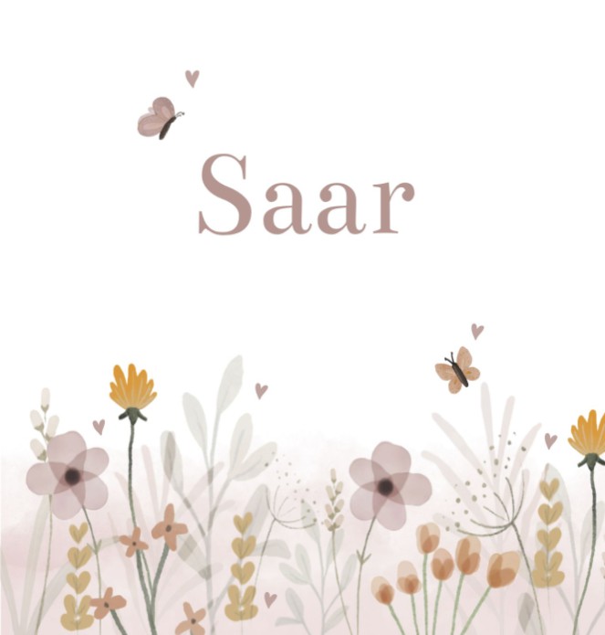 Geboortekaartje meisje bloemen Saar