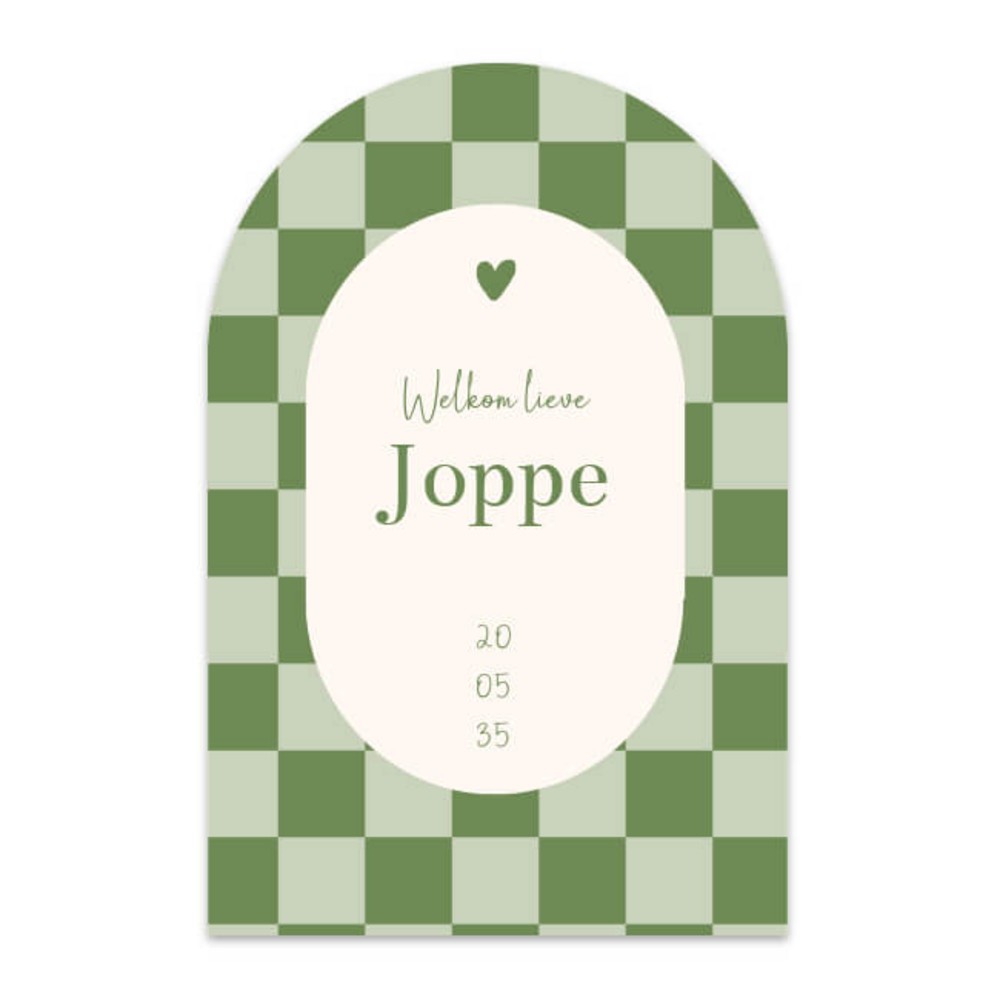 Voorkant van geboortekaartje Joppe