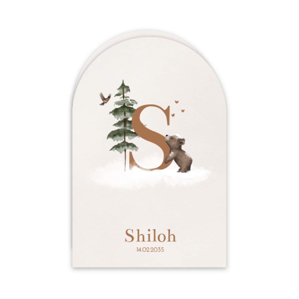Voorkant van geboortekaartje Shiloh