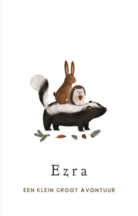 Geboortekaartje neutraal bosdieren Ezra