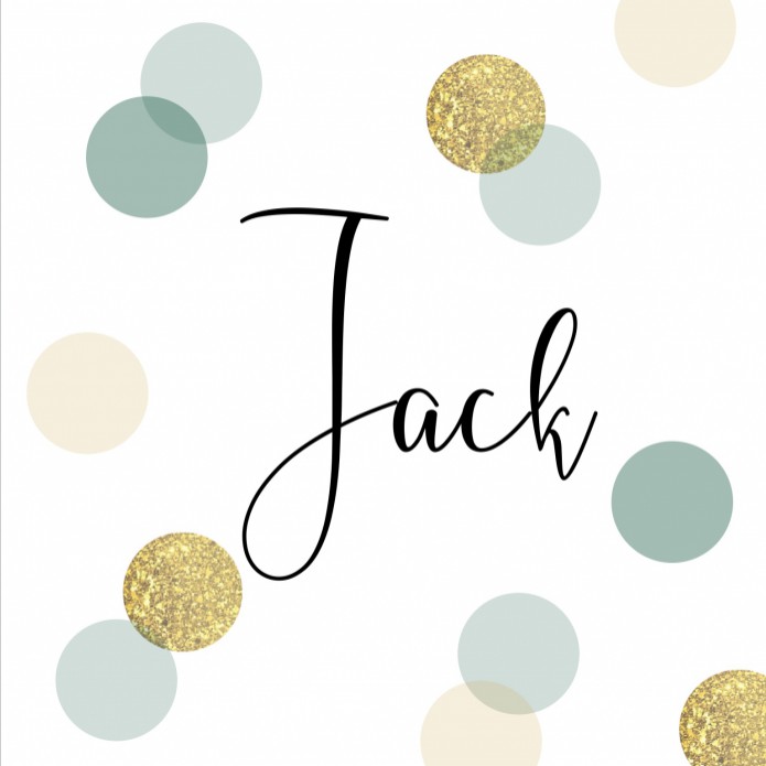 Geboortekaartje confetti groen goud Jack