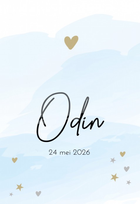 Geboortekaartje jongen watercolour Odin