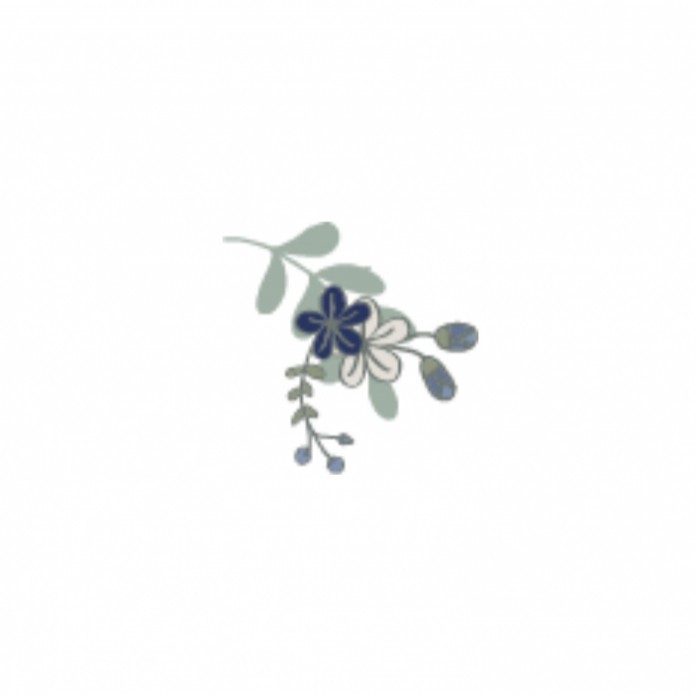Geboortekaartje cirkel van bloemen blauw Diede binnen