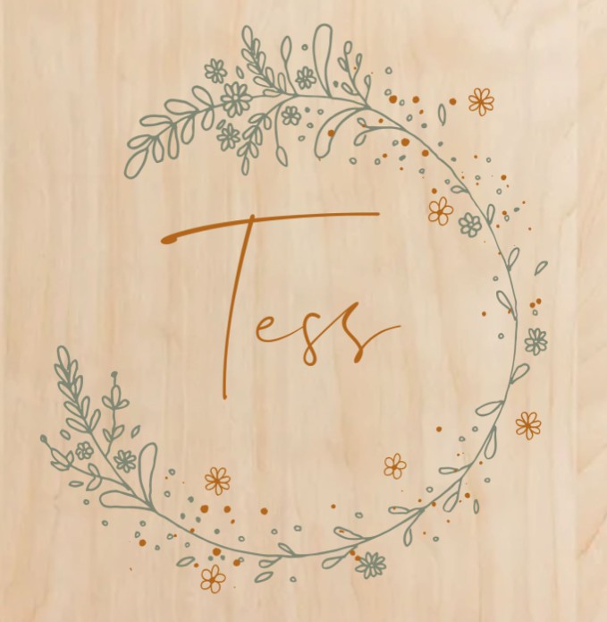 Geboortekaartje meisje bloemenkrans hout Tess
