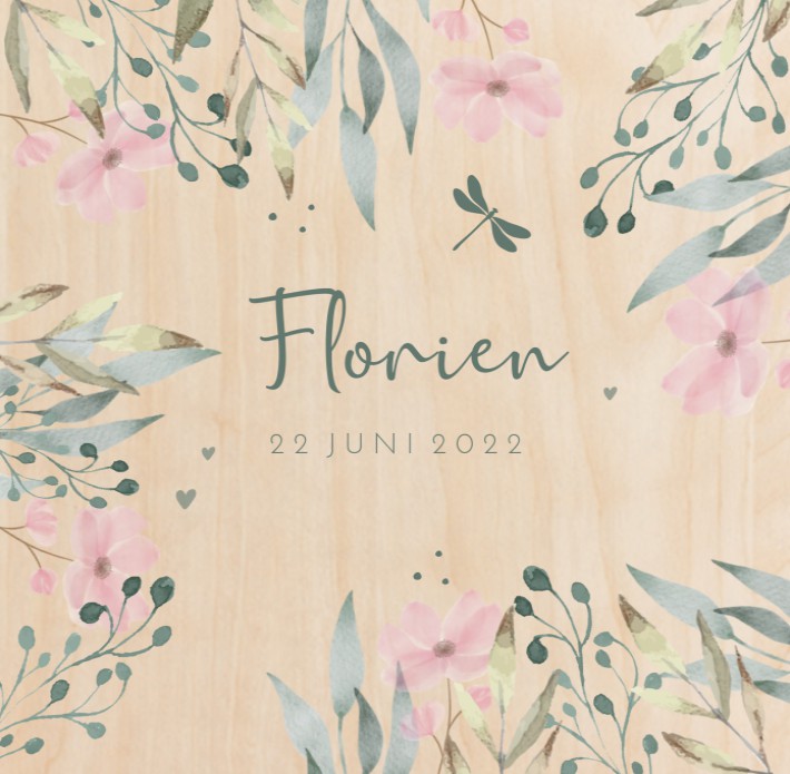 Geboortekaartje botanical bloemen Florien