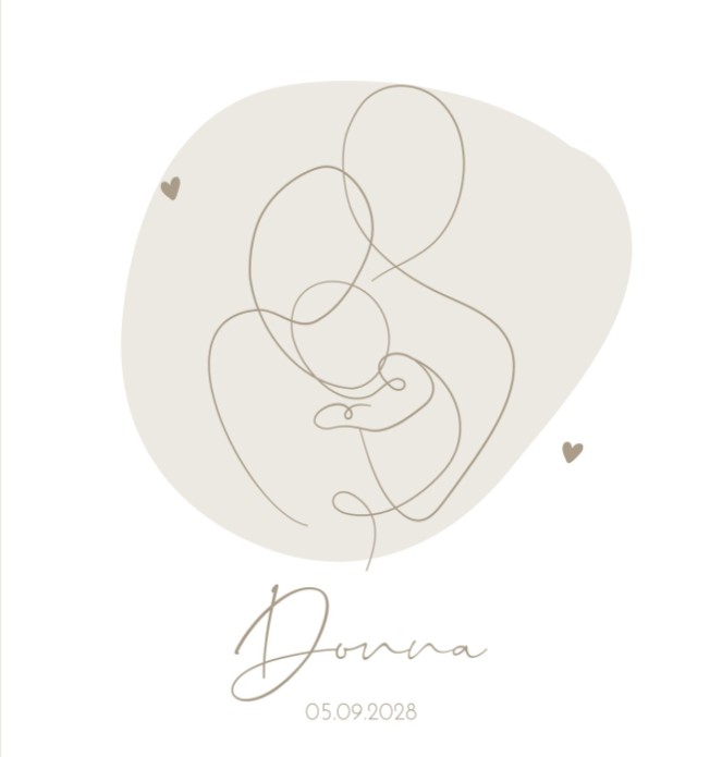 Geboortekaartje meisje lijntekening beige Donna