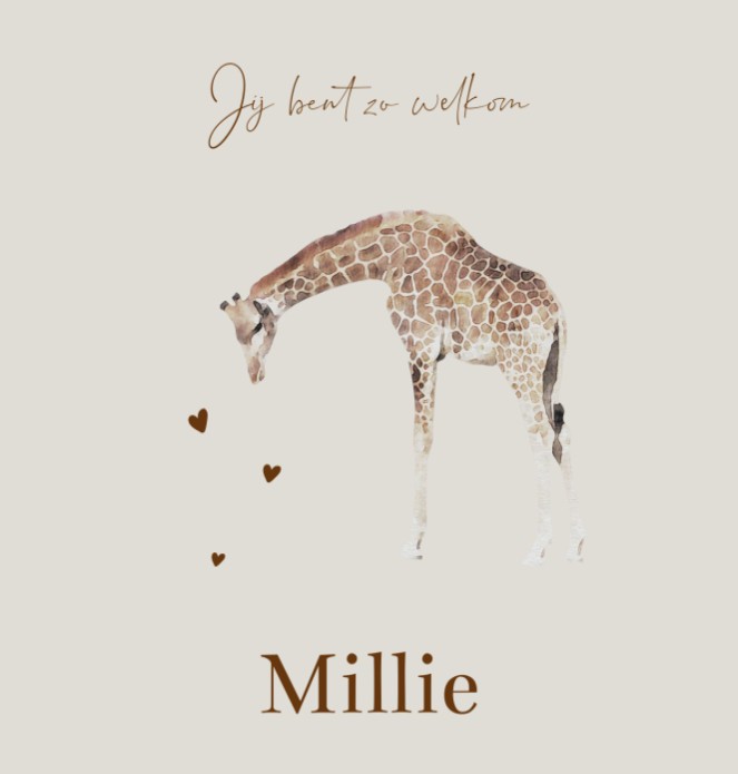 Geboortekaartje meisje giraf beige Millie