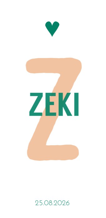 Geboortekaartje meisje initiaal minimalistisch Zeki