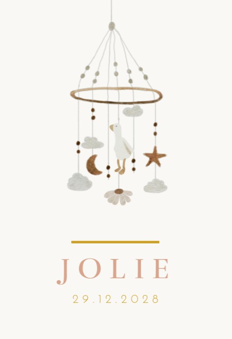 Geboortekaartje meisje minimalistisch mobiel Jolie