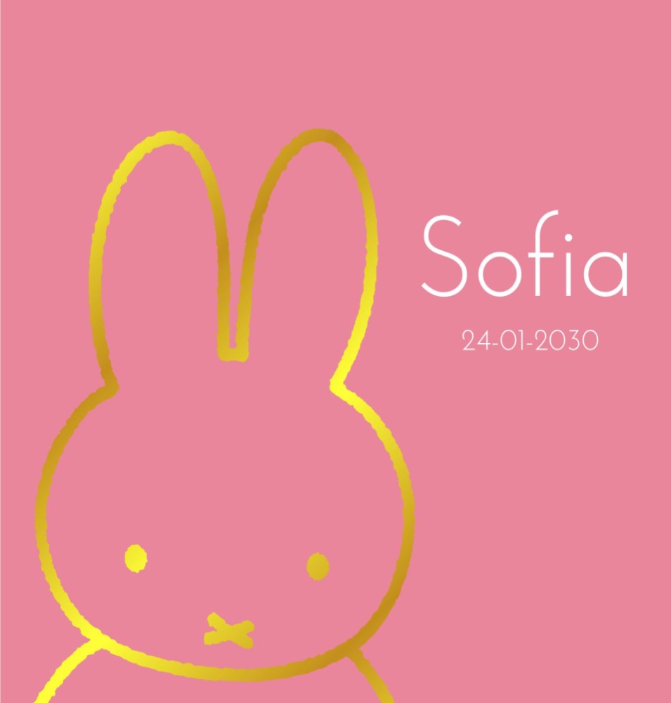 Geboortekaartje meisje nijntje portret roze Sofia