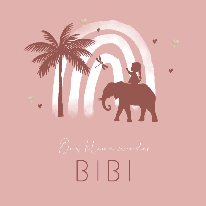 Geboortekaartje dochter silhouette roze Bibi voor