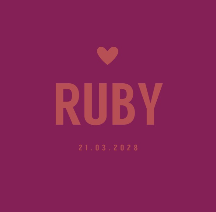 Geboortekaartje wild colors paars Ruby