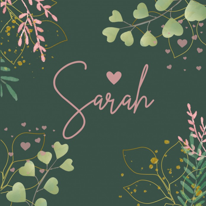 Geboortekaartje meisje donkergroen botanical goudlook Sarah voor