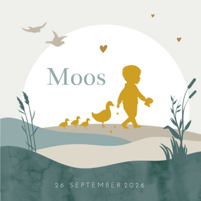 Geboortekaartje jongen silhouette Moos