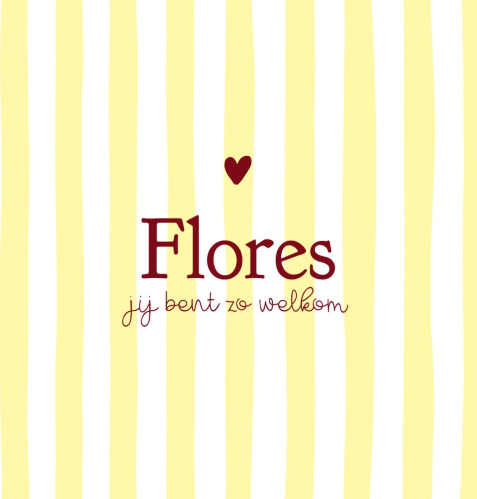 Voorkant van geboortekaartje Flores