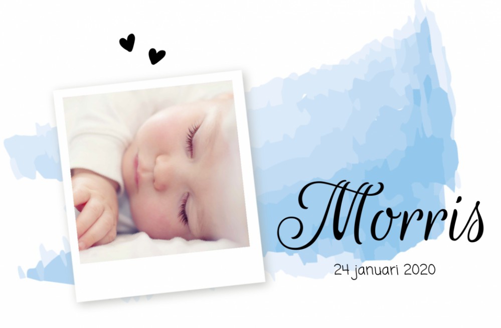 Geboortekaartje Foto Blauw Morris
