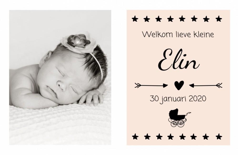 Geboortekaartje meisje foto Elin