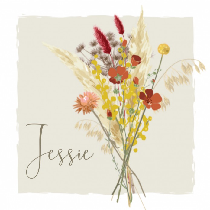 Geboortekaartje droogbloemen Jessie