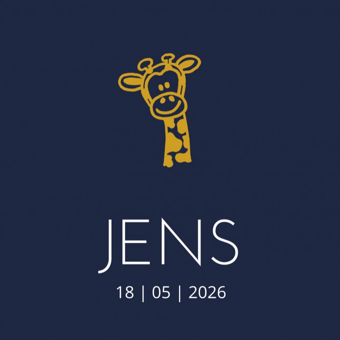 Geboortekaartje giraffe goud Jens