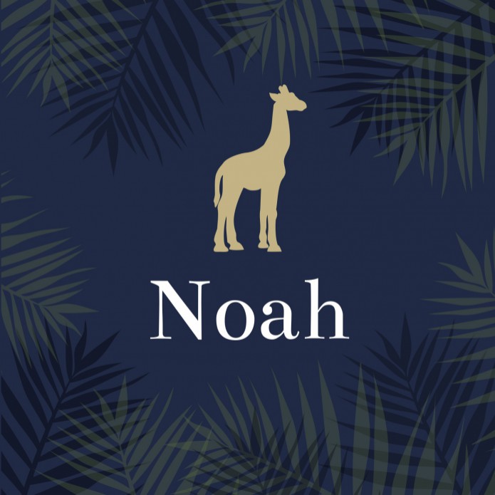 Geboortekaartje giraffe silhouette donkerblauw Noah